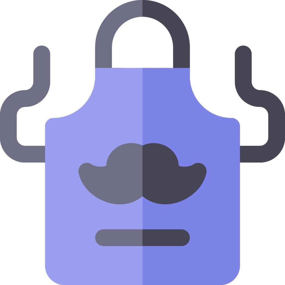 A purple apron with a mustache on it vector