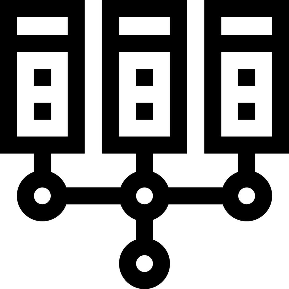 A black and white image of a computer with three computers vector