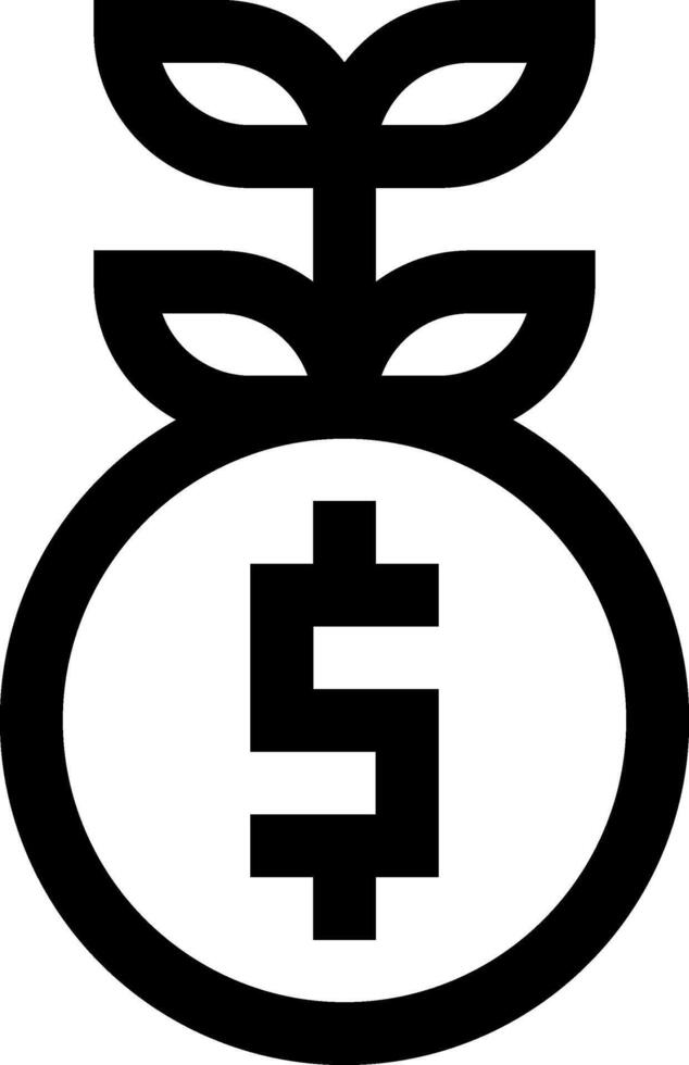 A black and white icon of a dollar sign vector