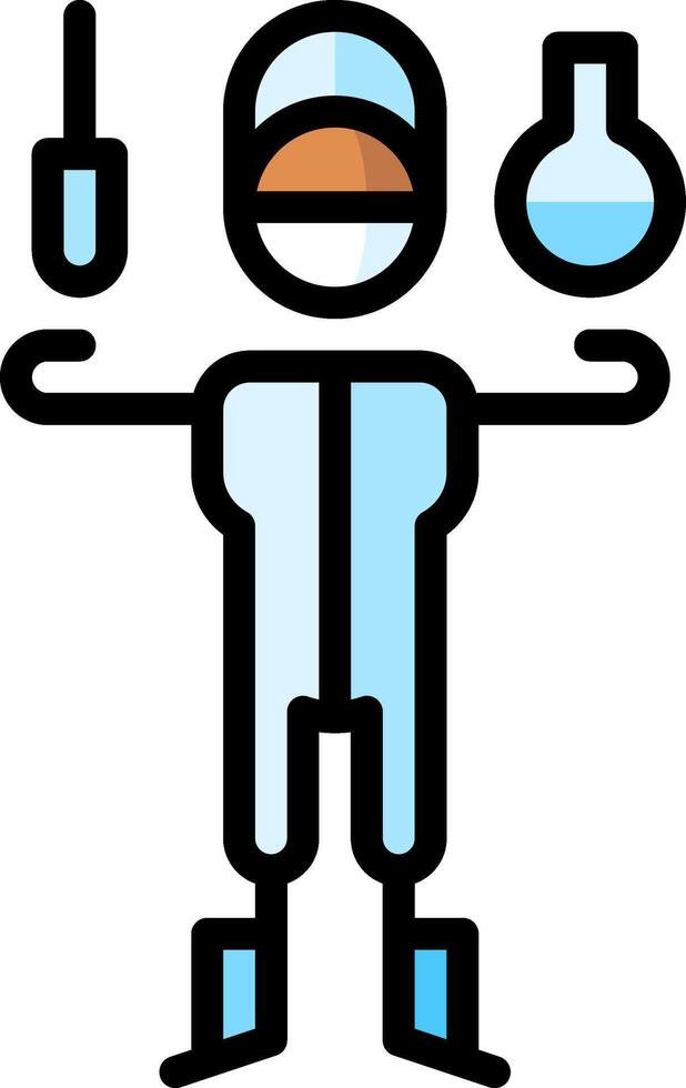 A cartoon man holding a flask and a test tube vector