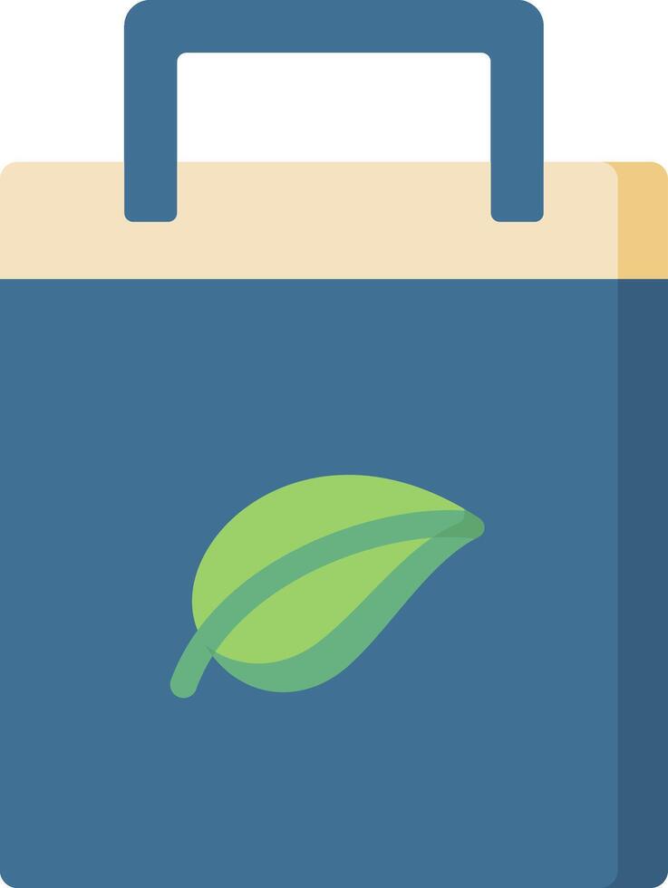 A blue bag with a green leaf on it vector