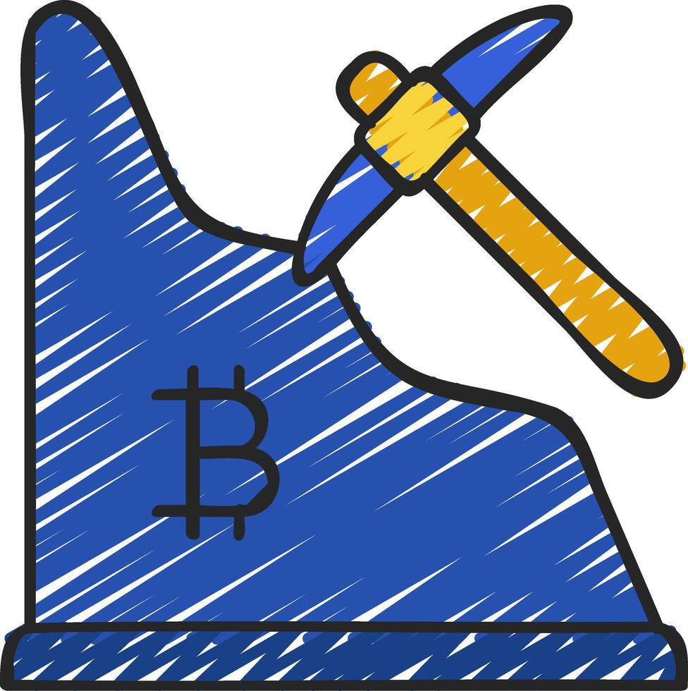 Bitcoin mining hammer icon illustration vector