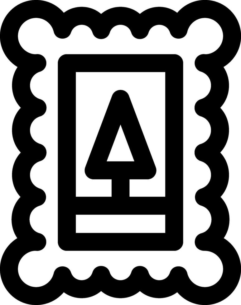 A black and white image of a postage stamp with a triangle vector
