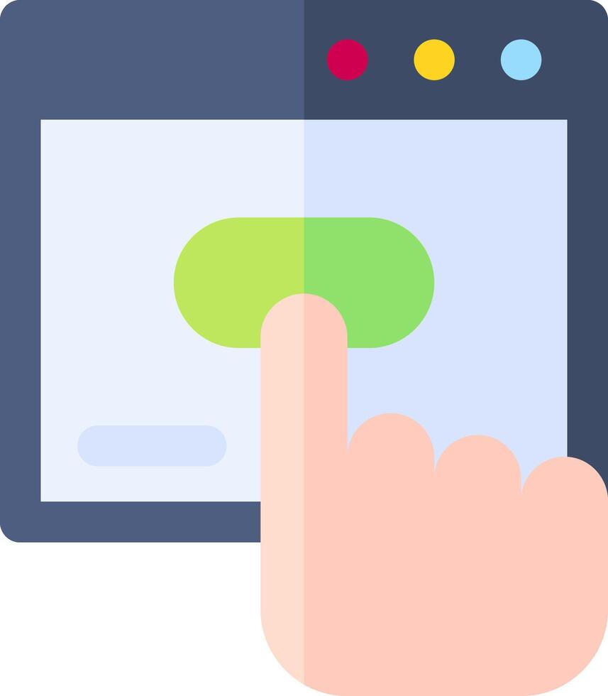 A hand pressing a button on a computer screen vector