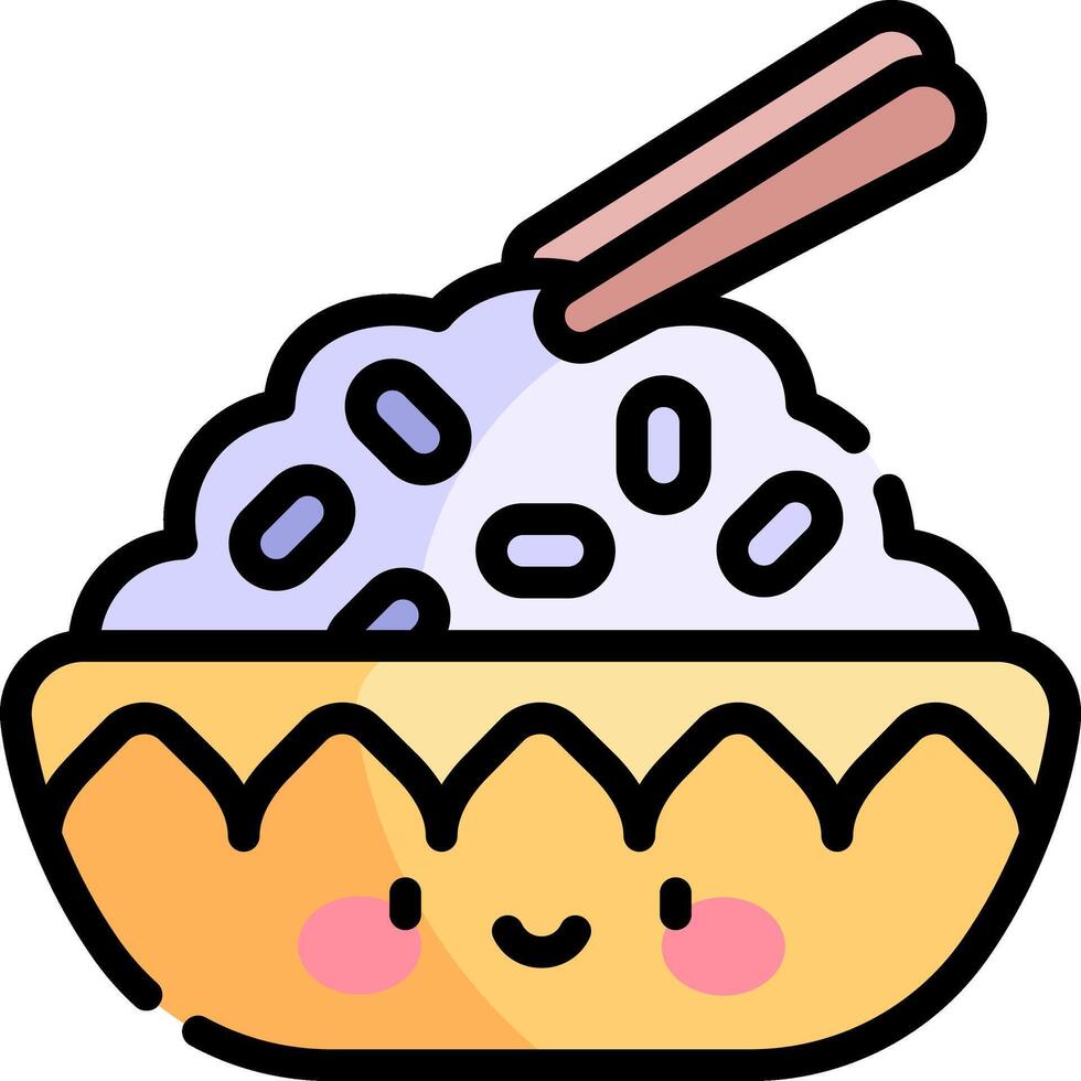 A cartoon bowl with rice and chopsticks vector
