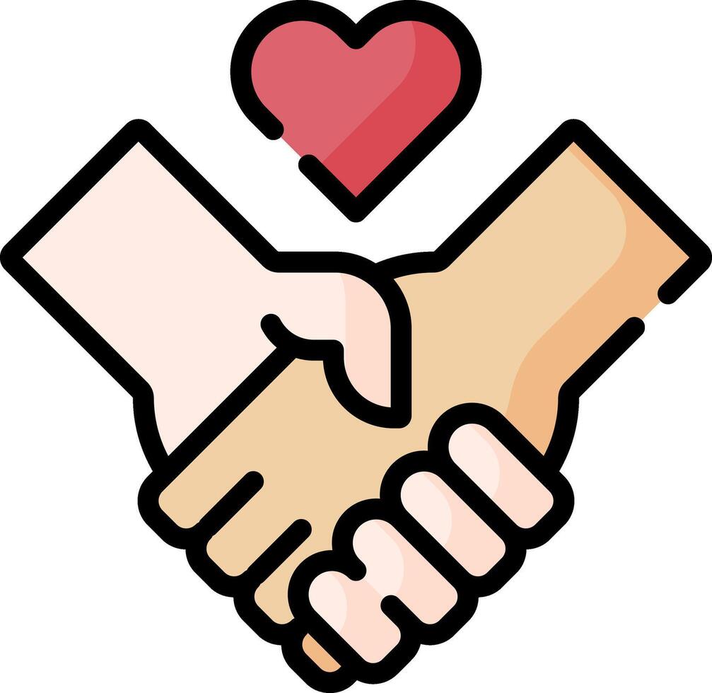 Handshake with heart icon vector