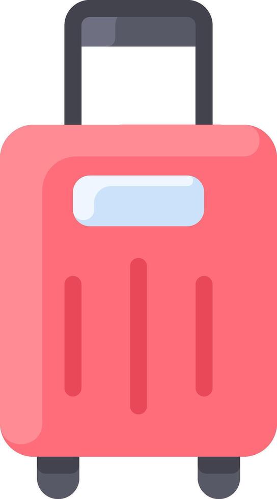 A pink suitcase with wheels on a white background vector