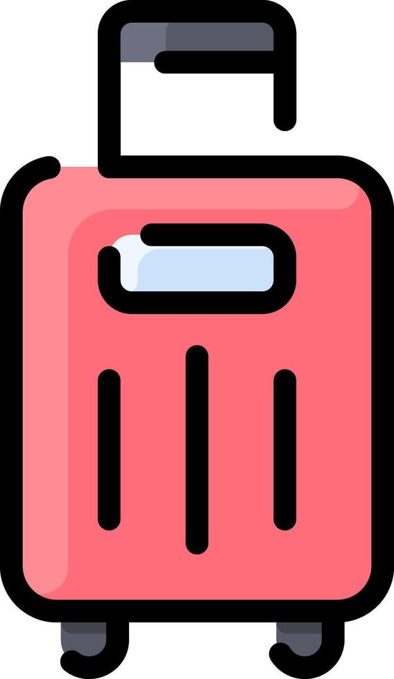 A pink suitcase with wheels on a white background vector