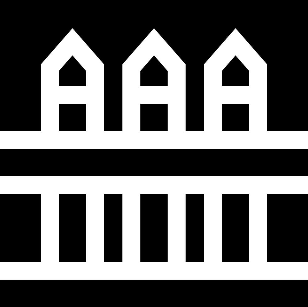 A black and white logo with three buildings vector
