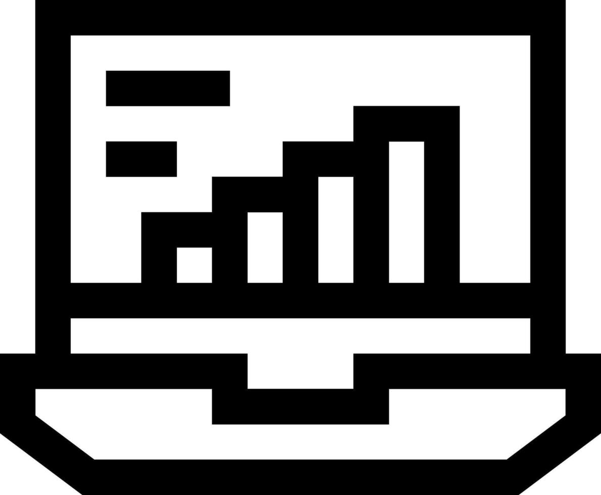 A laptop with a bar graph on it vector