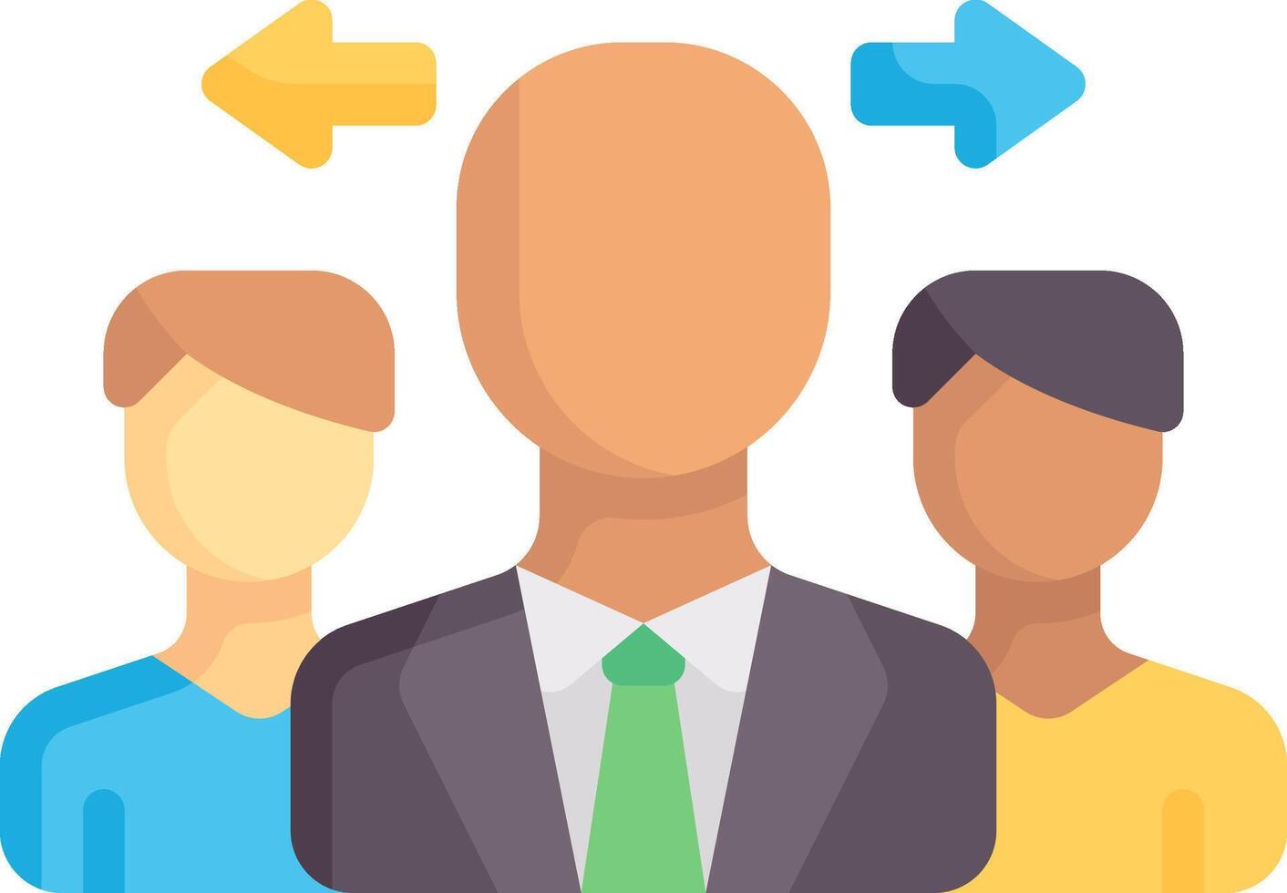A group of people with arrows pointing to them vector