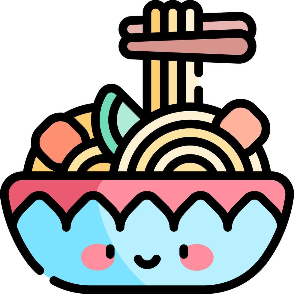 A bowl of noodles with chopsticks and chopsticks vector