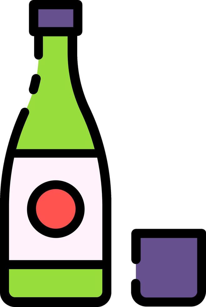 A bottle of sake and a cup vector