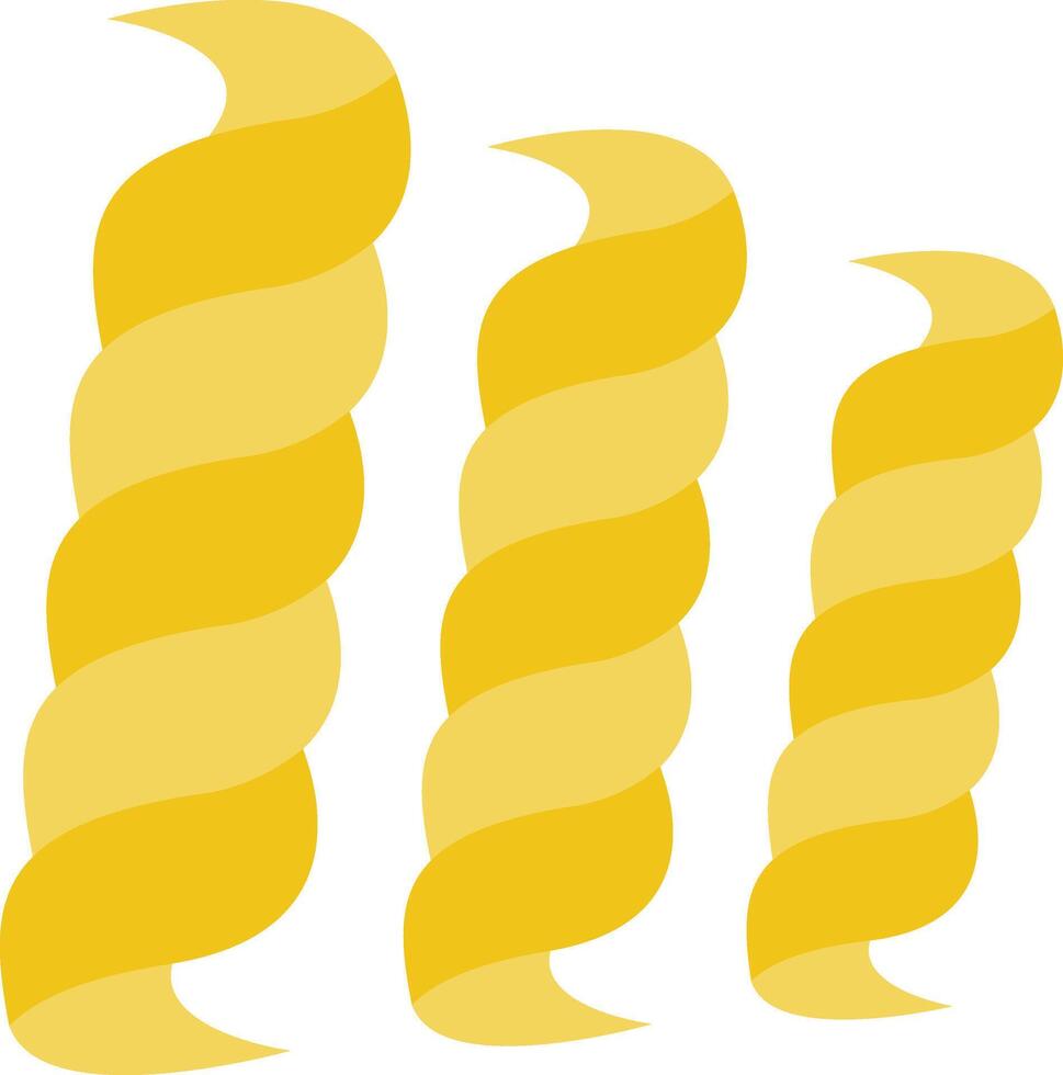 Three yellow pasta noodles on a white background vector