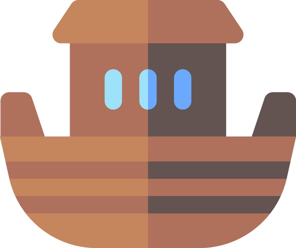 A wooden boat with blue and brown stripes vector