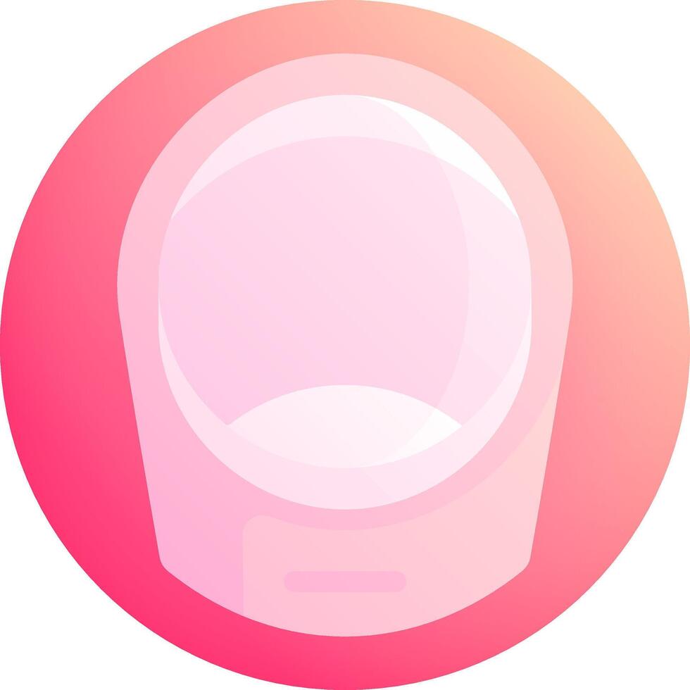 A pink and white icon of a round object vector