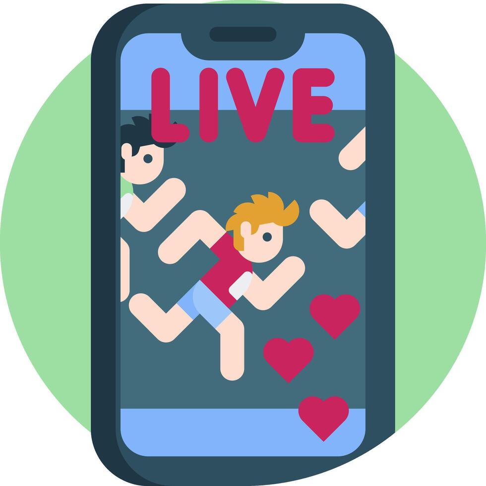 A phone with a person running on it and the words live vector