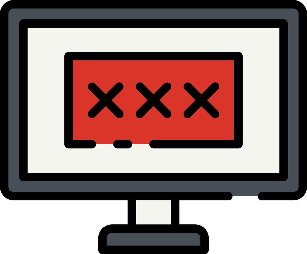 A computer screen with a red cross on it vector