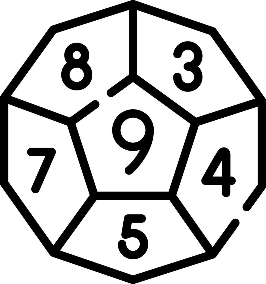 A black and white image of a hexagon with numbers on it vector