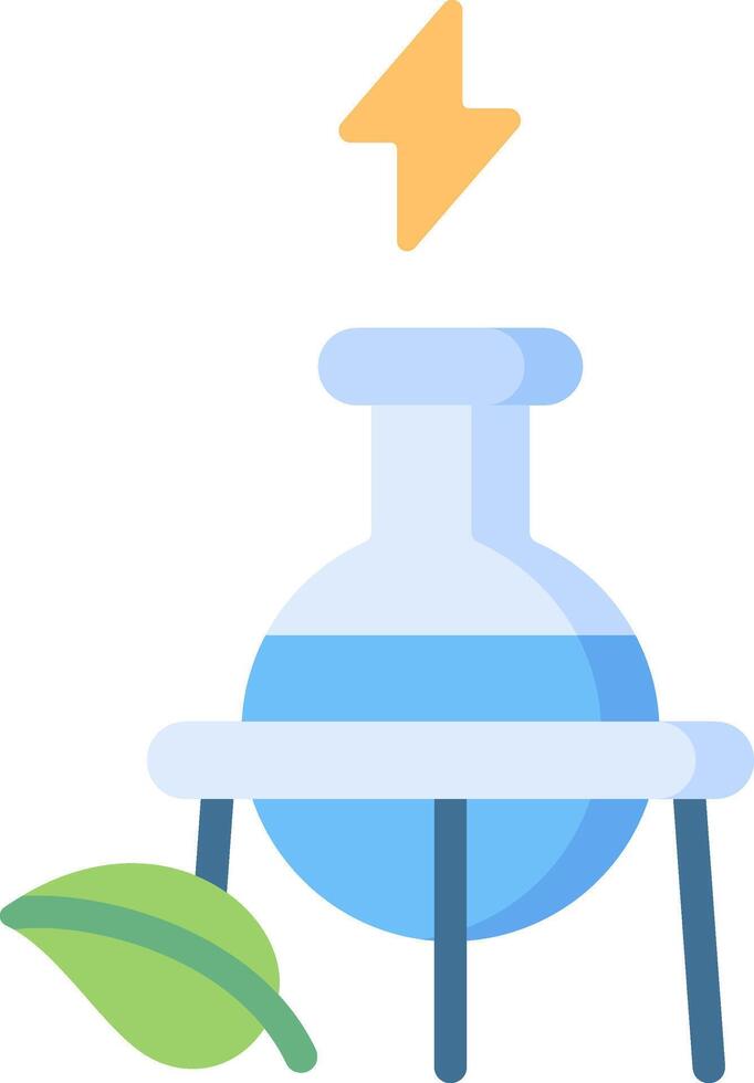 A flat illustration of a laboratory with a green leaf on top vector