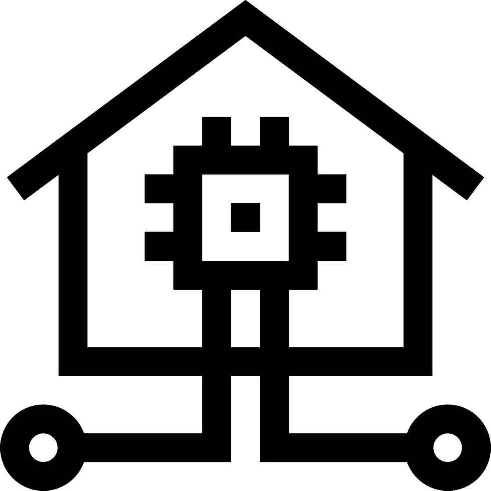 A house with gears and a gear on the side vector