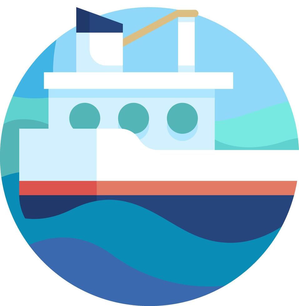 A boat in the ocean with a blue background vector