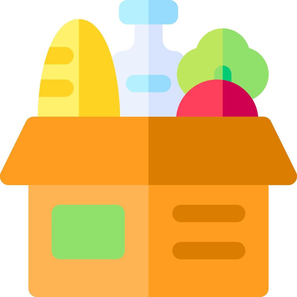 An orange box with food items inside vector