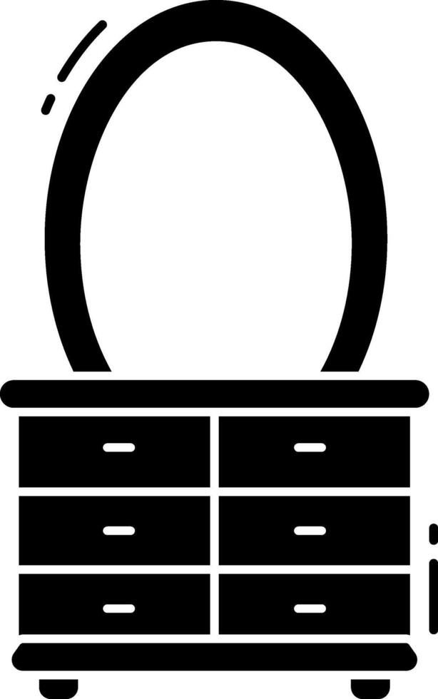 A black and white illustration of a dresser vector