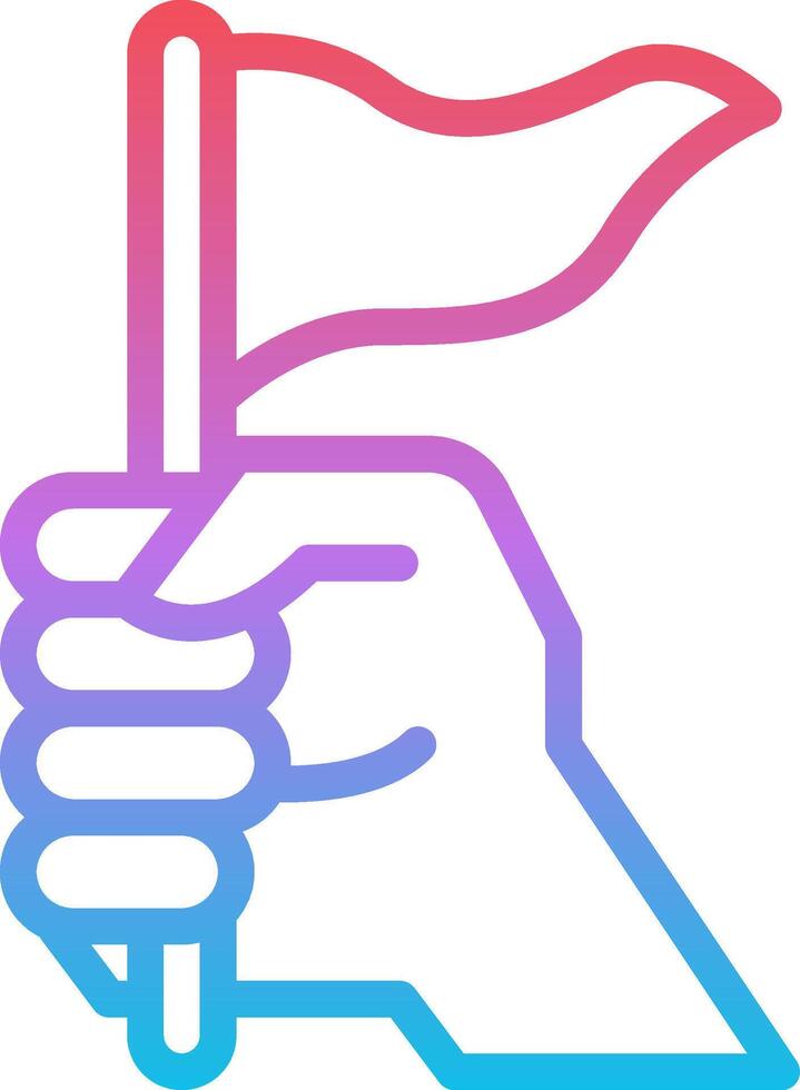 A hand holding a flag with a pink and blue outline vector