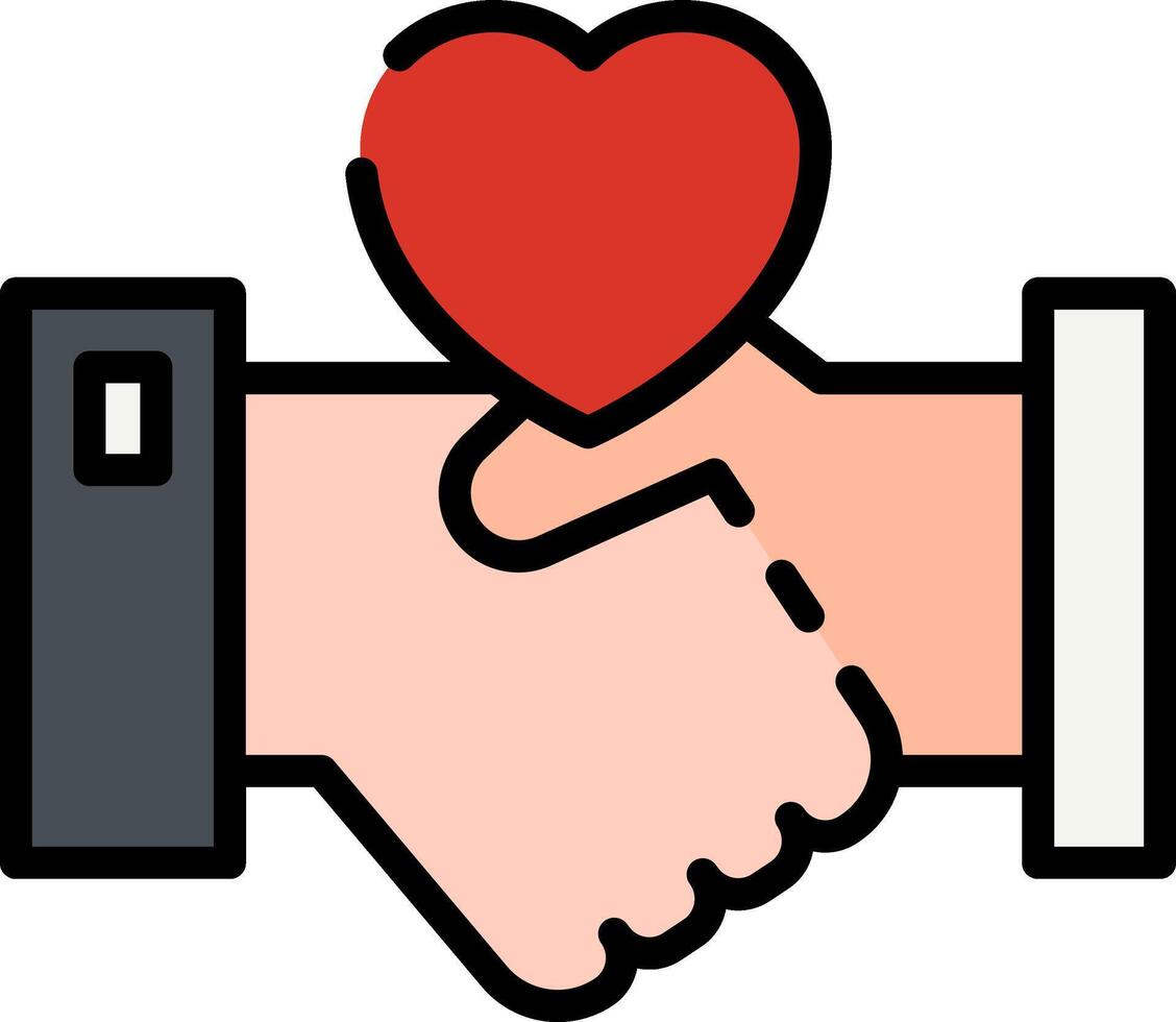 Handshake with heart icon vector