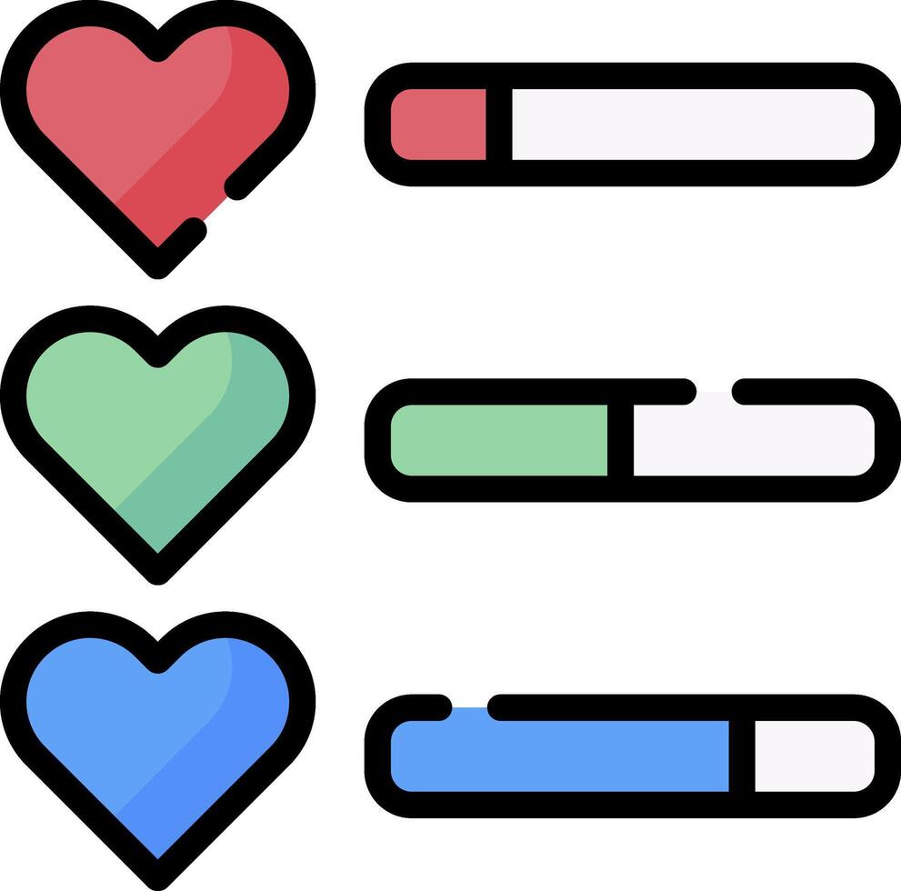 A set of four different colored hearts and a bar vector