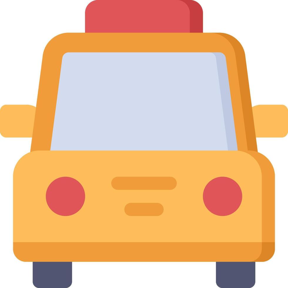 A yellow taxi cab with a red light on top vector