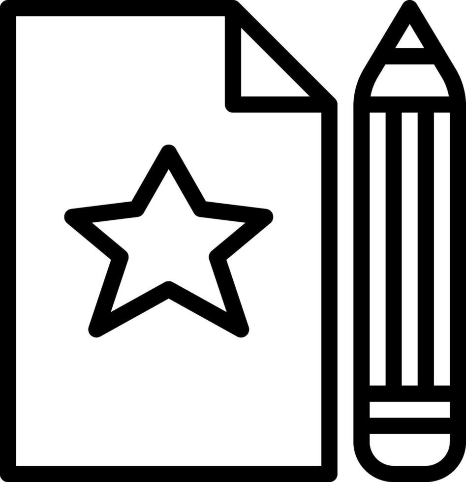 A star and pencil icon with a file and a pencil vector