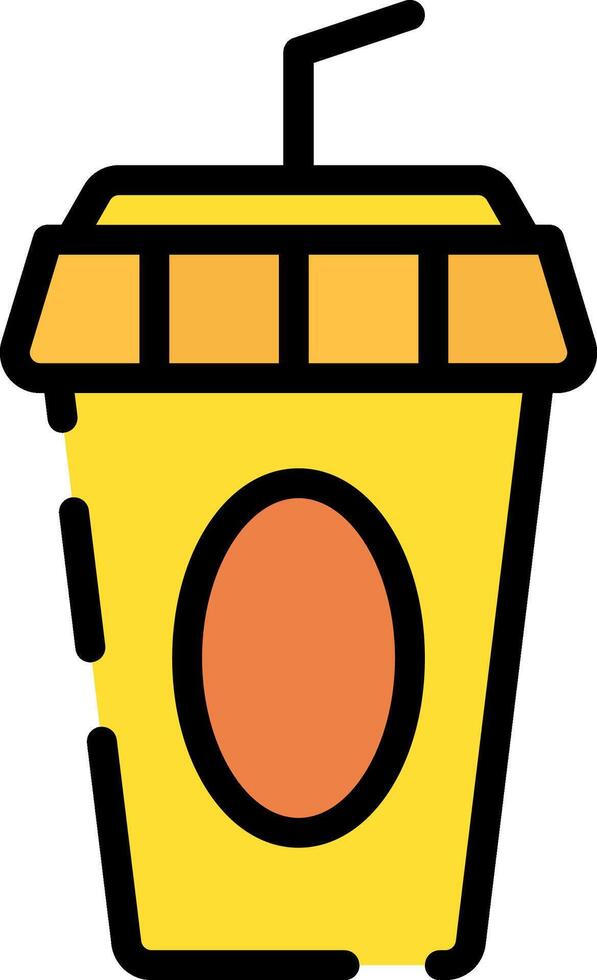 A yellow cup with a straw and orange drink vector