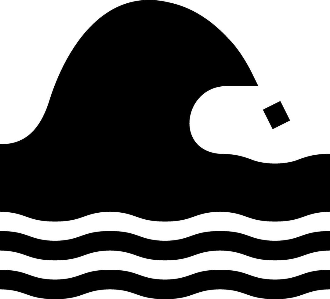 A black and white logo of a wave vector