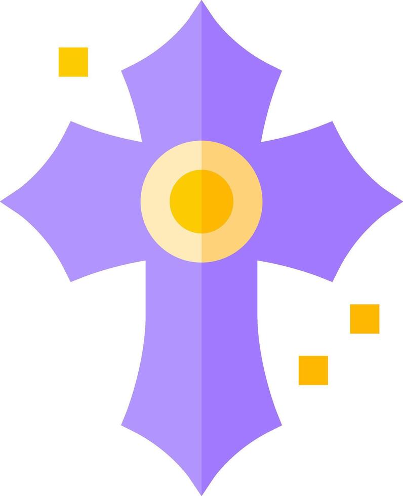 A purple cross with yellow dots on it vector