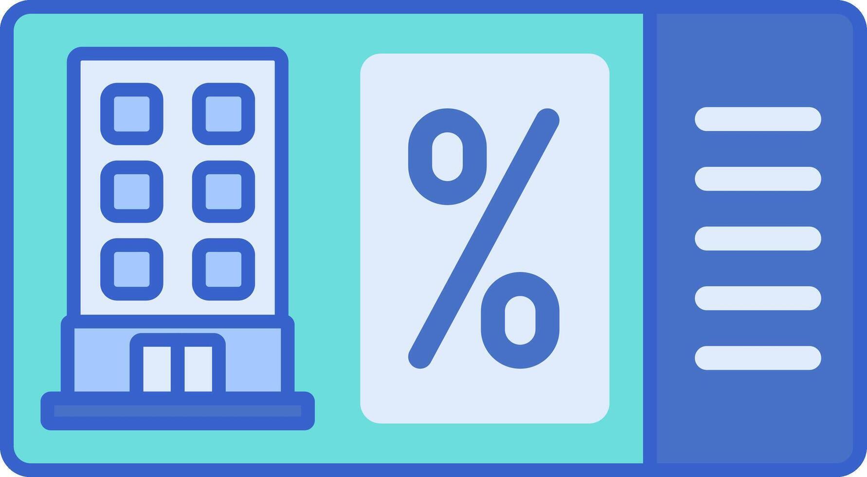A flat icon of a building with a percentage sign vector