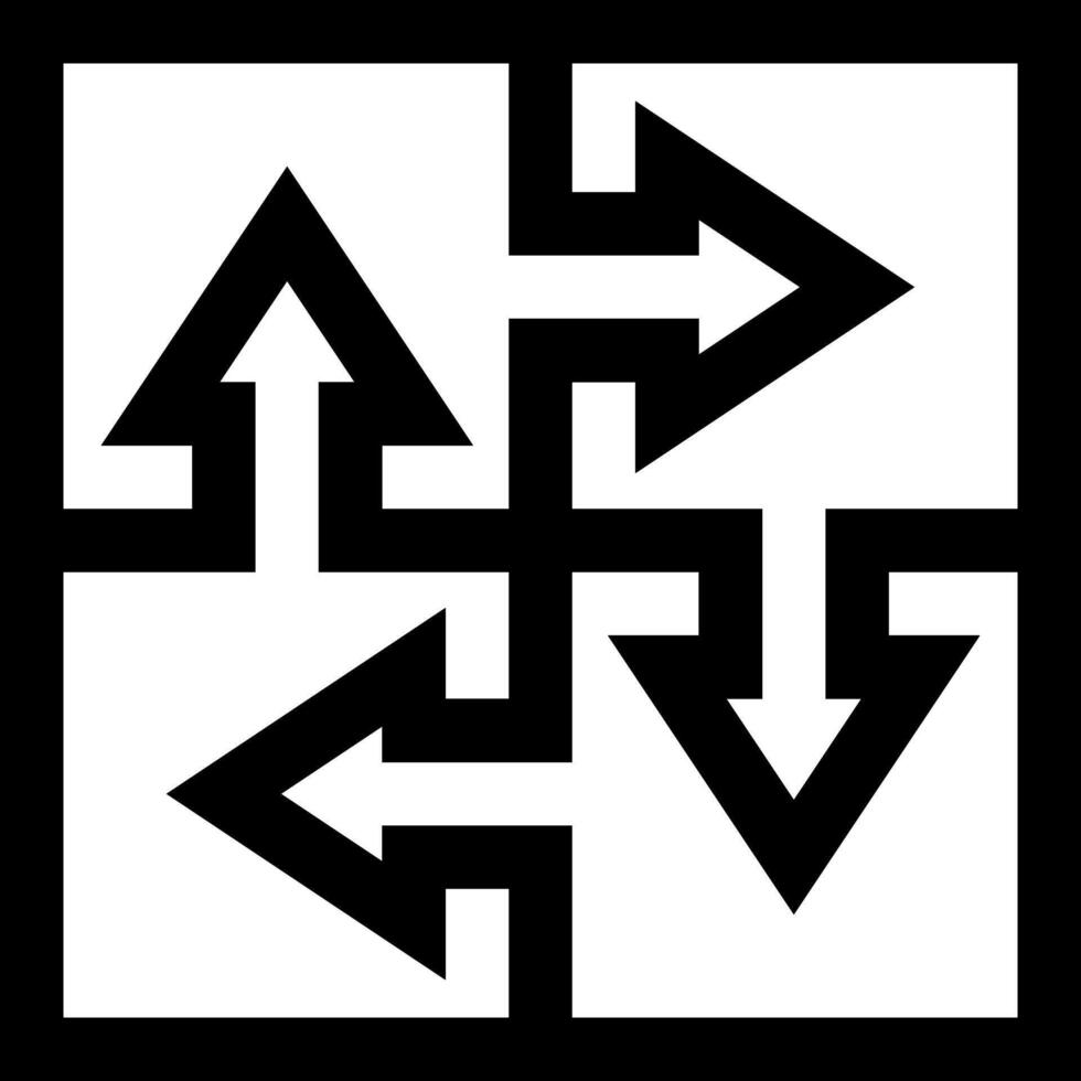 A black and white square with arrows in it vector