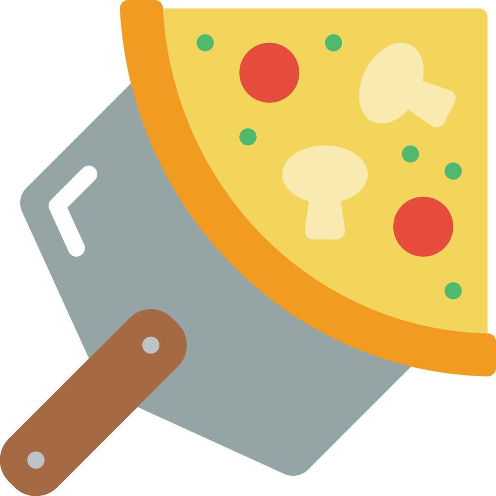 Pizza slice with a spatula on top of it vector