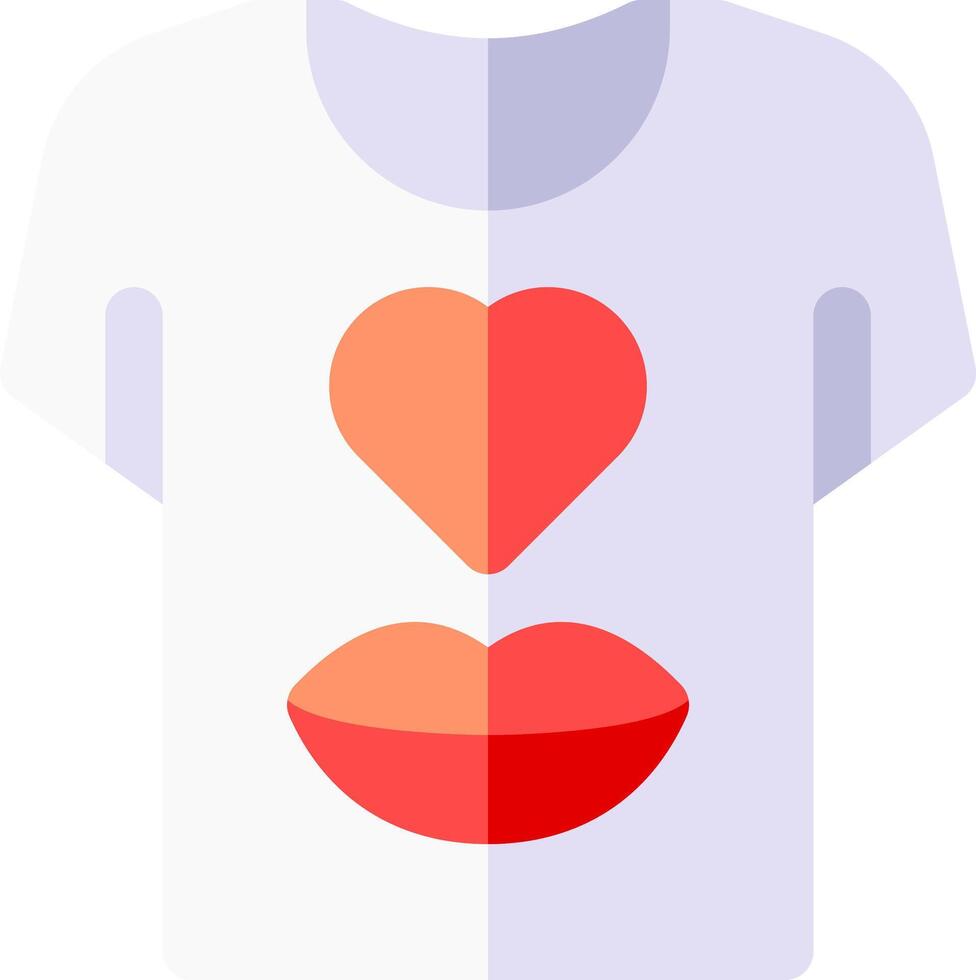 A shirt with a heart and lips on it vector