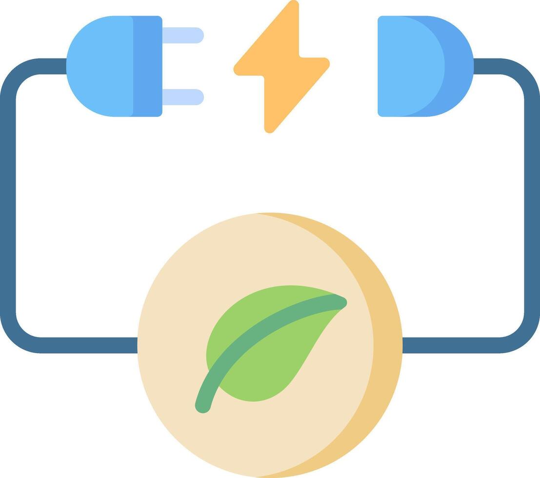 A green leaf and a plug with an electrical cord vector