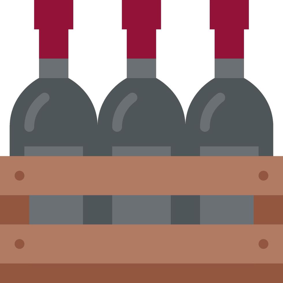 Three bottles of wine in a wooden crate vector