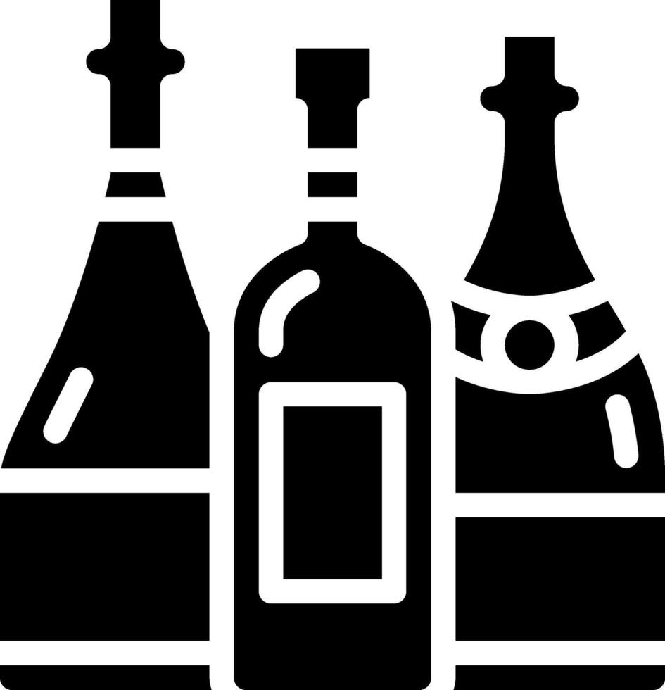 Three bottles of wine on a white background vector