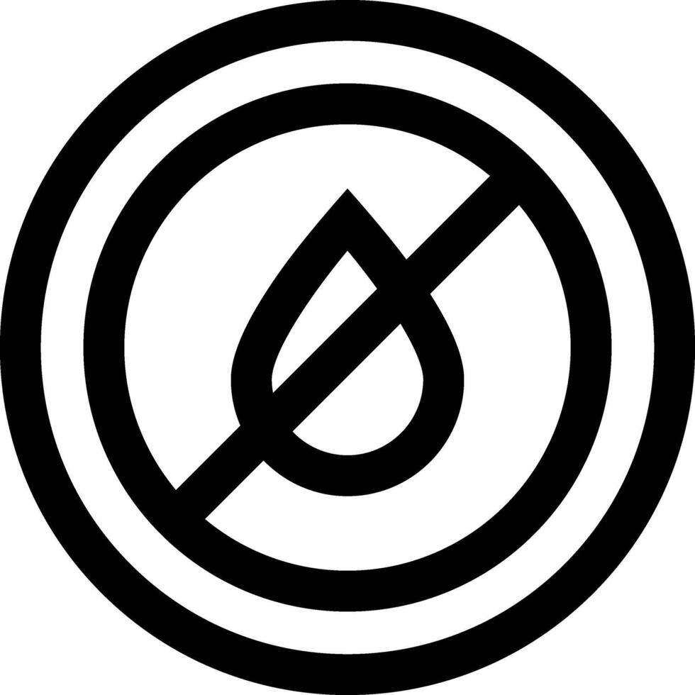 A black and white no water sign with a drop of water vector