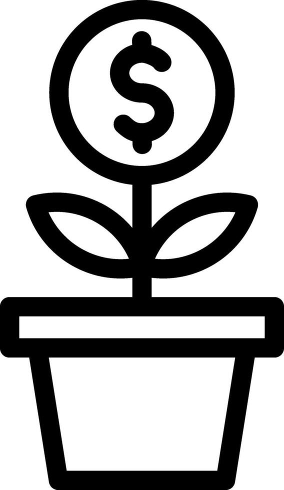 A black and white icon of a plant with a dollar sign vector