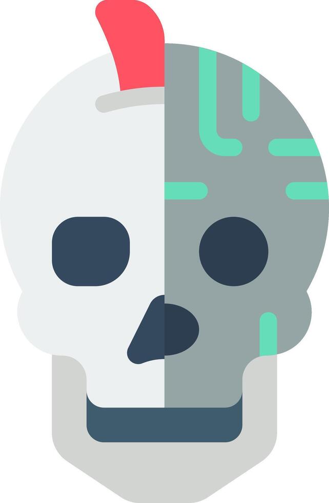 A skull with a red head and a green hat vector