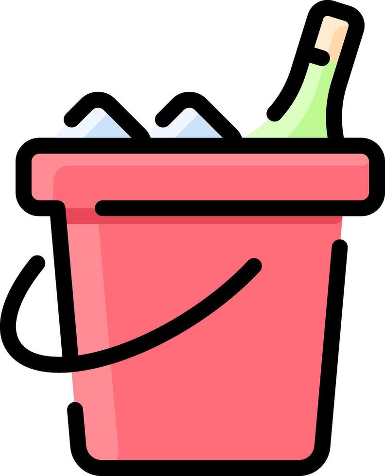 A red bucket with a bottle of wine in it vector