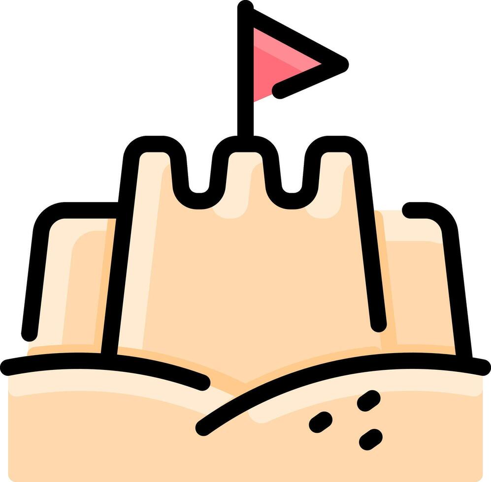 A sand castle with a flag on top vector