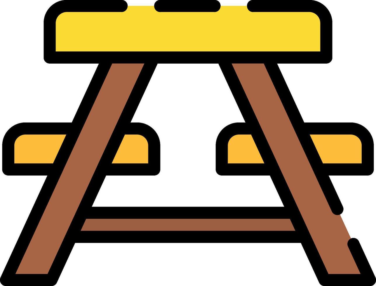 Picnic table icon vector