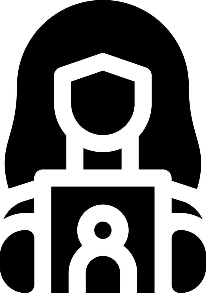 A black and white icon of a woman holding a box vector